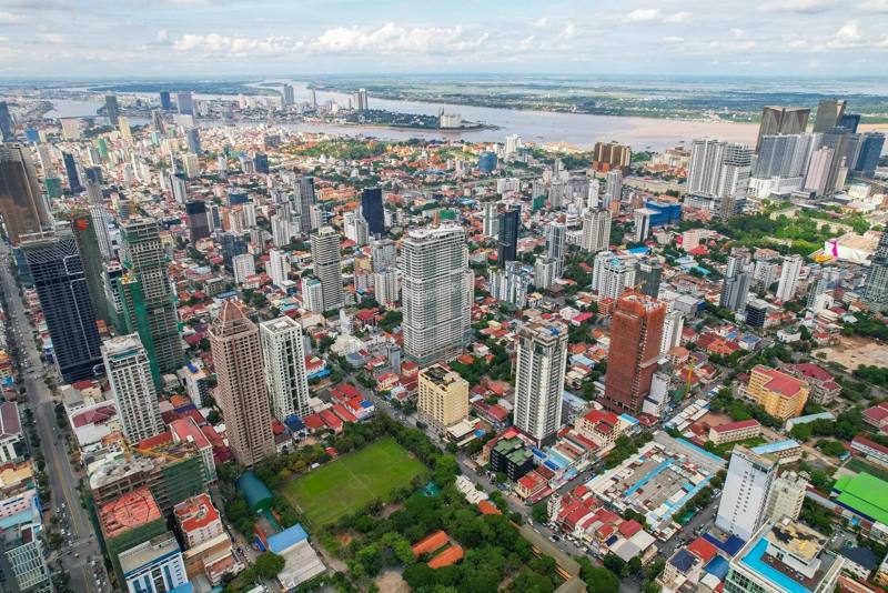 Vue aérienne de Phnom Penh